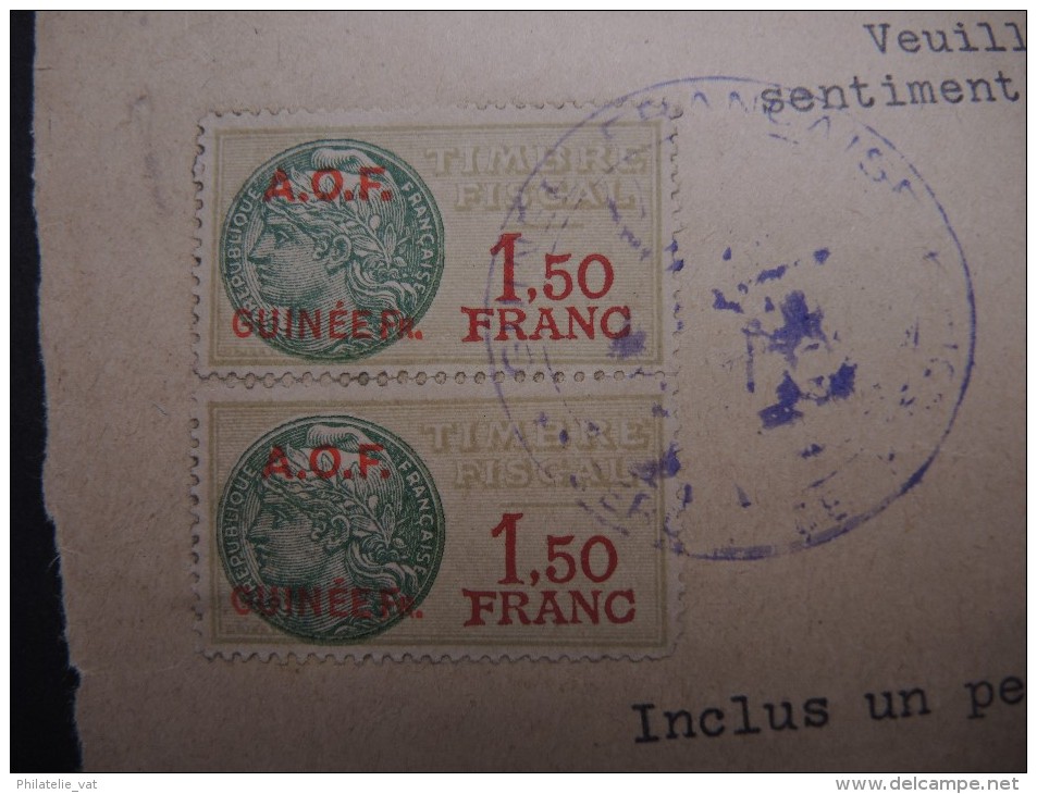 GUINEE FRANCAISE - Timbre Fiscal Sur Document - Trés Rare Pour Cette Ancienne Colonie Française - A Voir - Lot N°16423 - Lettres & Documents