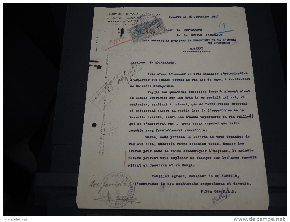 GUINEE FRANCAISE - Timbre Fiscal Sur Document - Trés Rare Pour Cette Ancienne Colonie Française - A Voir - Lot N°16428 - Covers & Documents