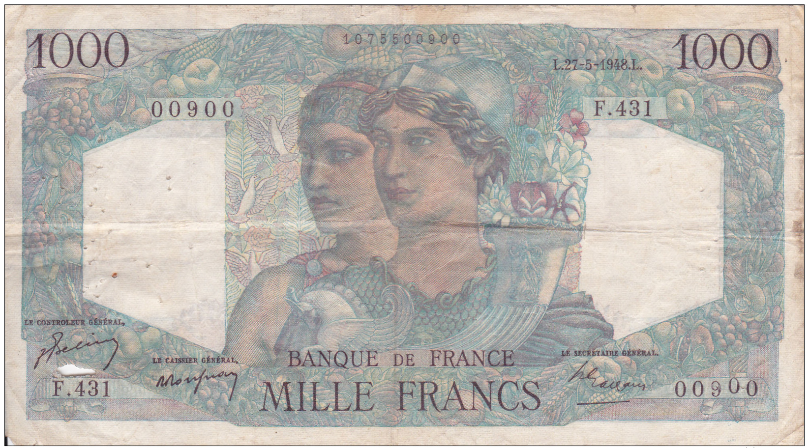FRANCE - BILLET DE 1000 FRANC -  1948 - 1 000 F 1945-1950 ''Minerve Et Hercule''