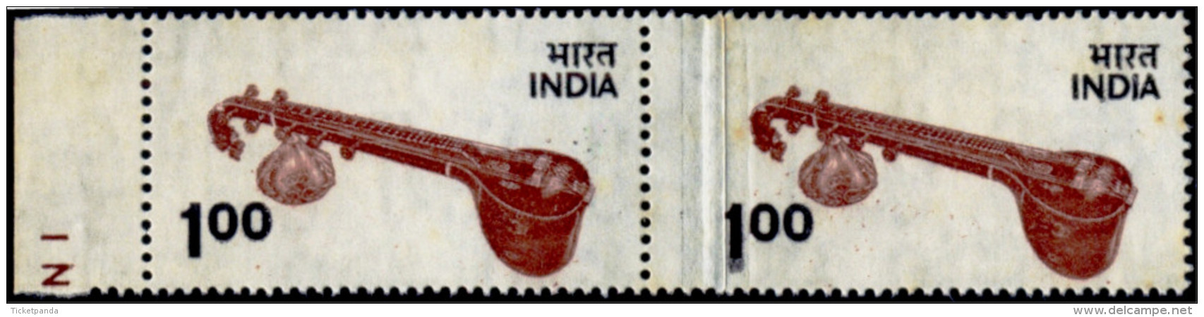 MUSICAL INSTRUMENT-VEENA-HIGHLY CREASED-PPF-ERROR-PAIR-INDIA-SCARCE-MNH-TP-328 - Variétés Et Curiosités