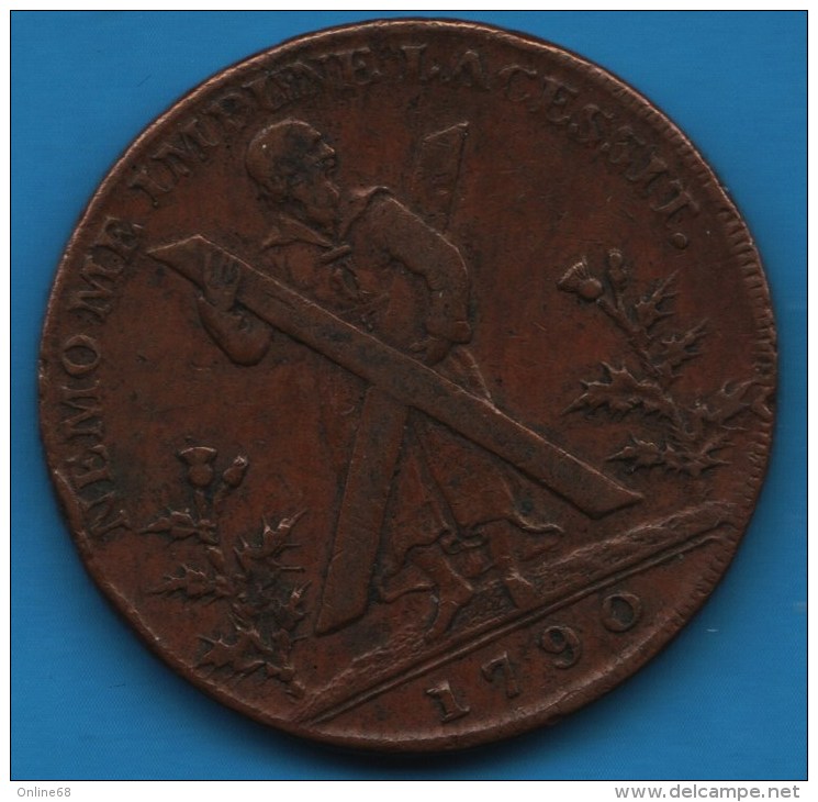 Edinburgh Hutchison's St. Andrew & Castle  Halfpenny 1790 TOKEN 18th CENTURY - Monetary/Of Necessity