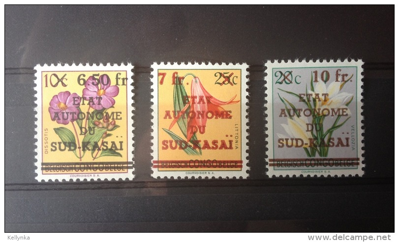 Sud Kasai - 1/13 - Fleurs - Essai - Erreur - Les 3 Différentes Surcharges - 1961 - MNH - Sur Kasai