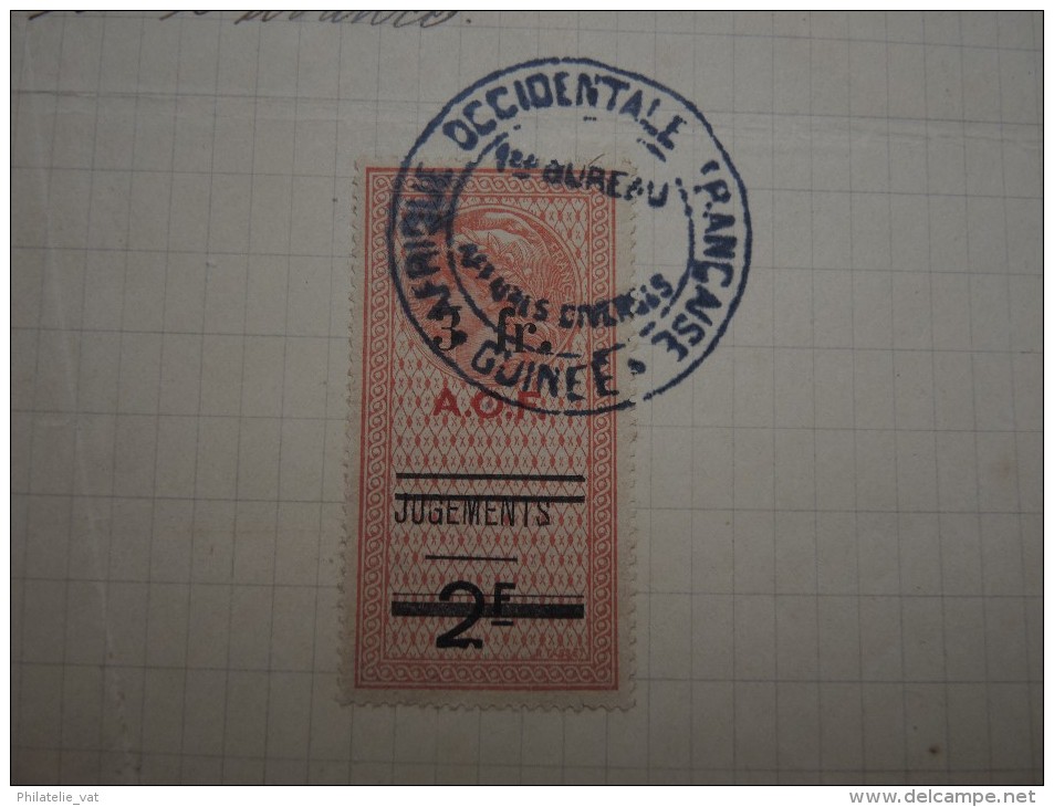 GUINEE FRANCAISE - Timbre Fiscal Sur Document - Trés Rare Pour Cette Ancienne Colonie Française - A Voir - Lot N°16443 - Cartas & Documentos