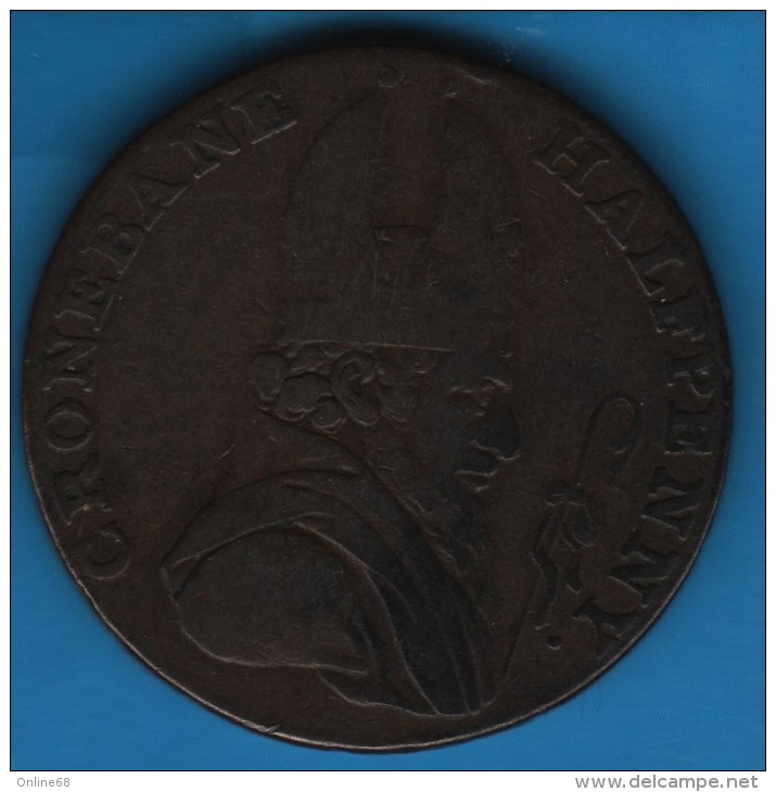 UK Cronebane Wicklow Lodge Irish Mine Co. Bishop Blaze Halfpenny 1789  TOKEN - Monétaires/De Nécessité