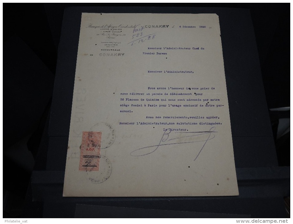 GUINEE FRANCAISE - Timbre Fiscal Sur Document - Trés Rare Pour Cette Ancienne Colonie Française - A Voir - Lot N°116444 - Cartas & Documentos