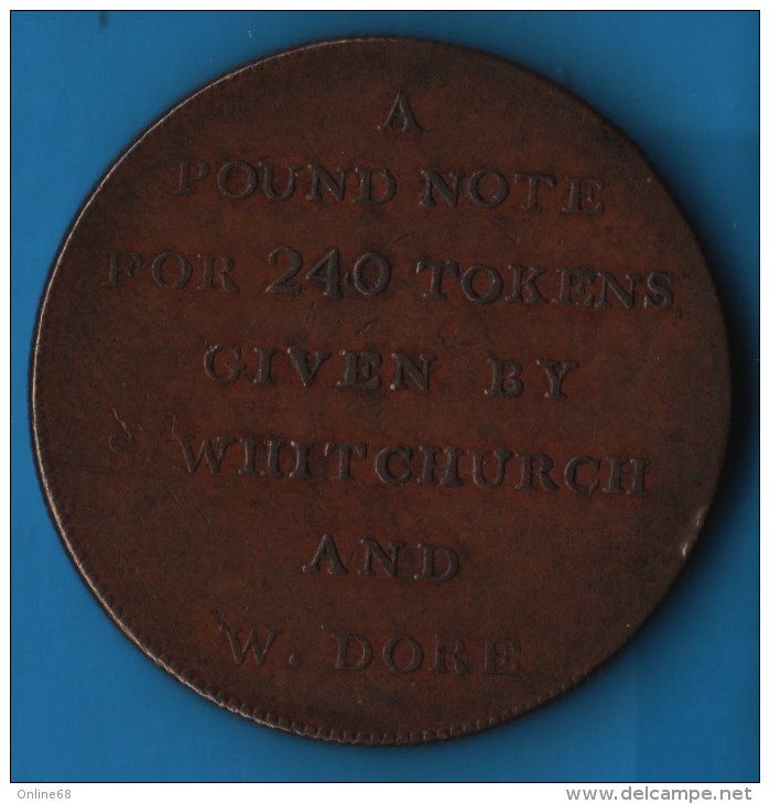 WHITCHURCH & DORE BATH PENNY  TOKEN 1811 - Monétaires/De Nécessité