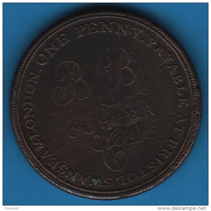 UK BRISTOL BRASS & COPPER Co  PENNY TOKEN 1811 PAYABLE AT BRISTOL SWANSEA & LONDON - Noodgeld