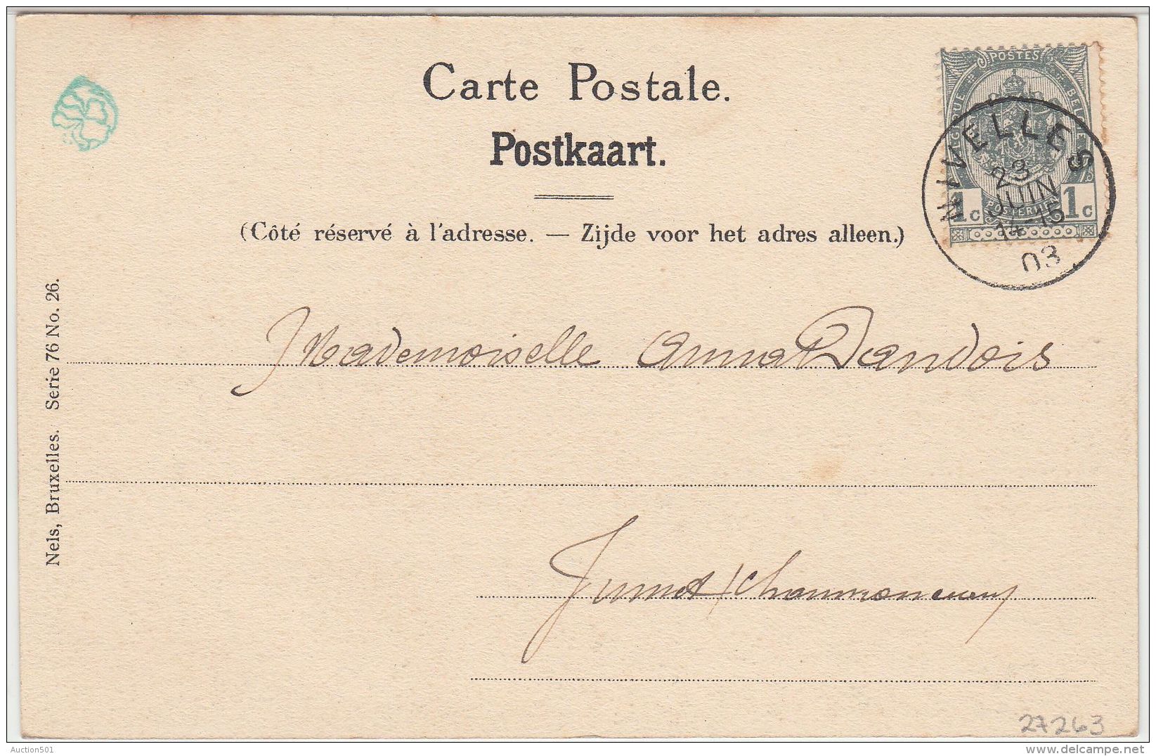 27263g  HOPITAL - Nivelles - 1903 - Colorisé - Nivelles