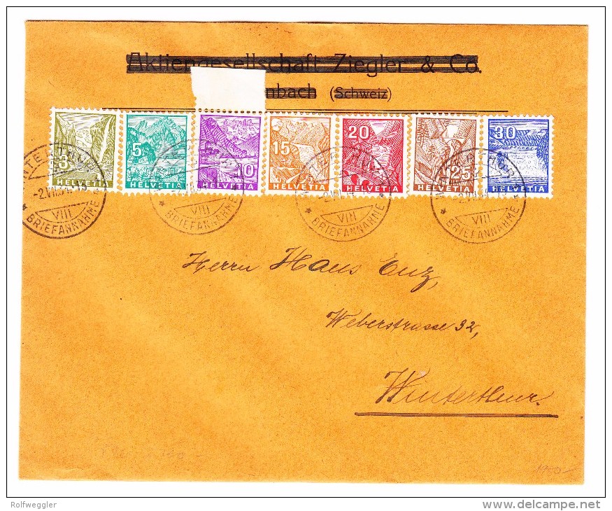 Schweiz Werbe 2.7.1934 Winterthur Landschaft #194-200 FDC Ortsbrief - Briefe U. Dokumente