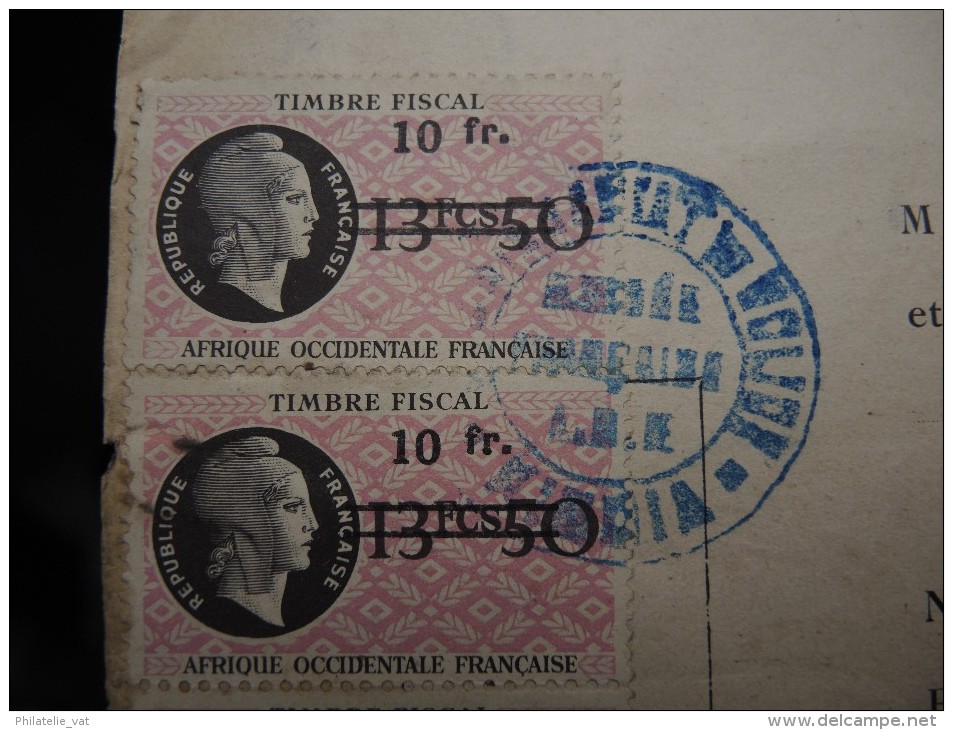 GUINEE FRANCAISE - Timbre Fiscal Sur Document - Trés Rare Pour Cette Ancienne Colonie Française - A Voir - Lot N°16461 - Lettres & Documents
