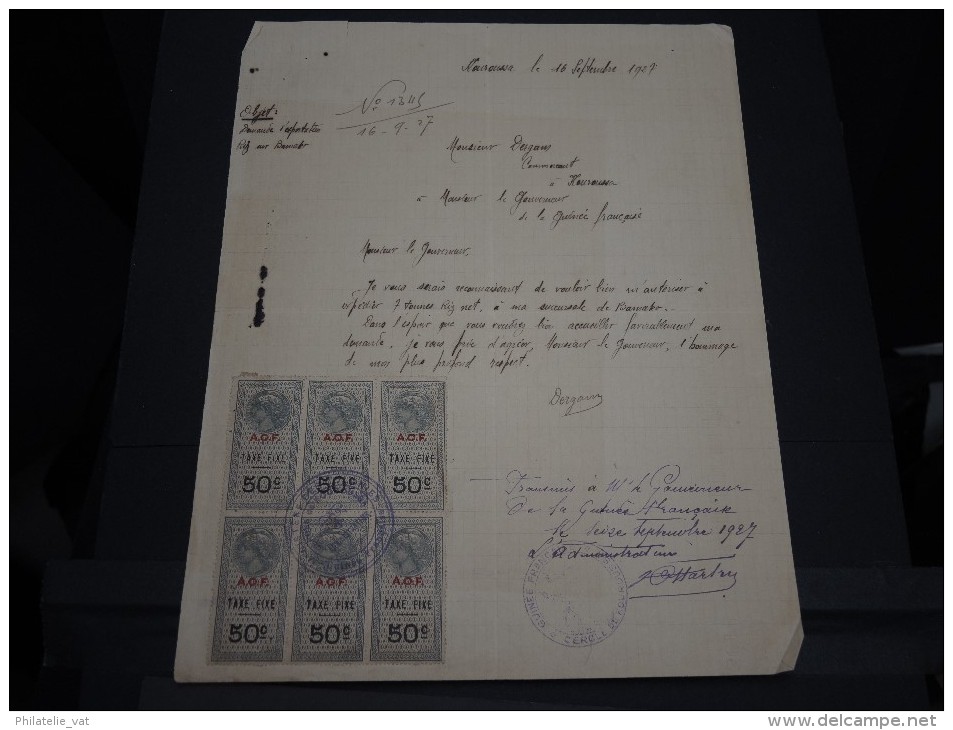 GUINEE FRANCAISE - Timbre Fiscal Sur Document - Trés Rare Pour Cette Ancienne Colonie Française - A Voir - Lot N°16420 - Cartas & Documentos