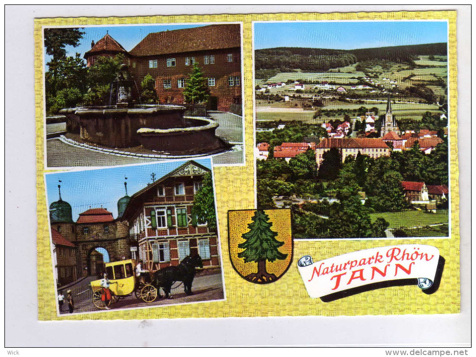 AK Tann (Rhön) -Rotes Schloß, Postkutsche, Brunnen  -Tann Bei Gersfeld, Fulda, Wasserkuppe Rhön  -seltene AK !!! - Rhön