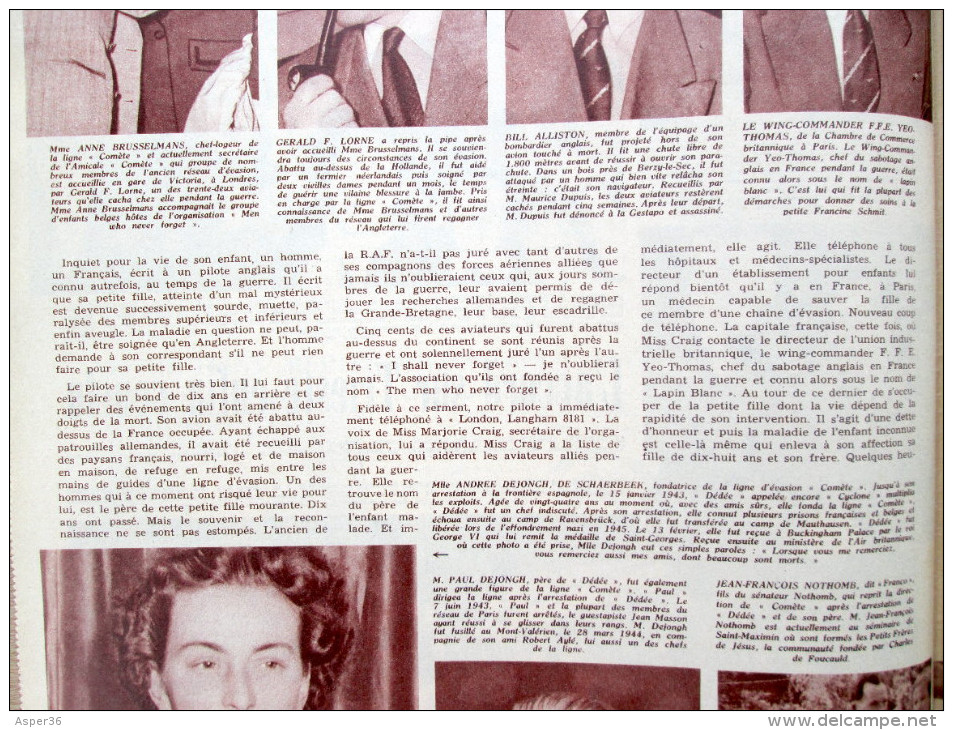 Magazine Avec Article "Comète, Rapatriement D'aviateurs "I Shall Never Forget" 1954 - 1939-45