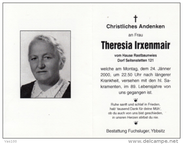 CPA FUNERALS, DEATH ANNOUNCEMENT, CROSS, 2 PARTS FOLDED - Funérailles