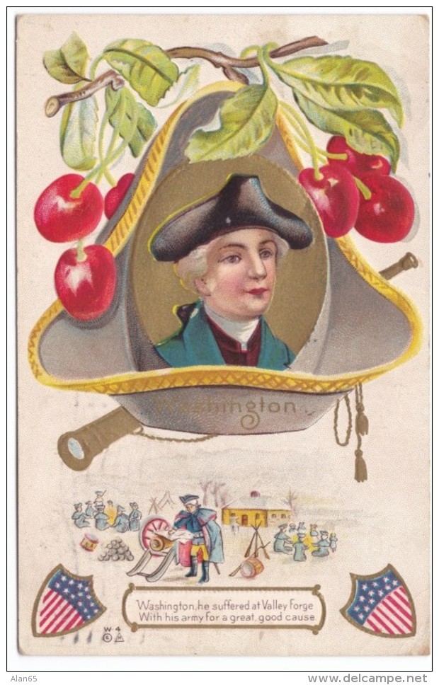 George Washington Birthday Holiday, Valley Forge Image, C1910s Vintage Postcard - Presidenten