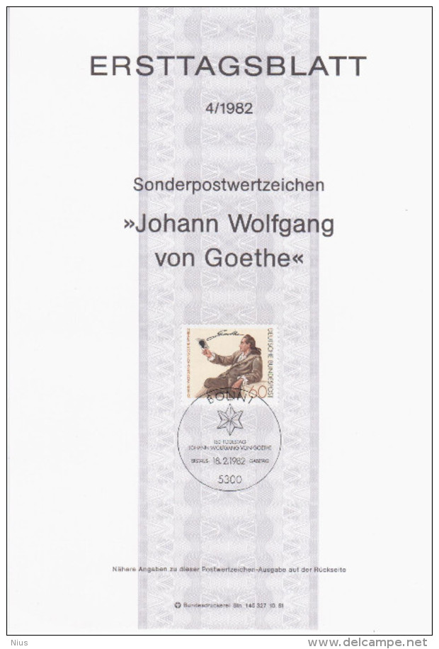 Germany Deutschland 1982-04 Johann Wolfgang Von Goethe, German Writer, Statesman, Canceled In Bonn - 1981-1990
