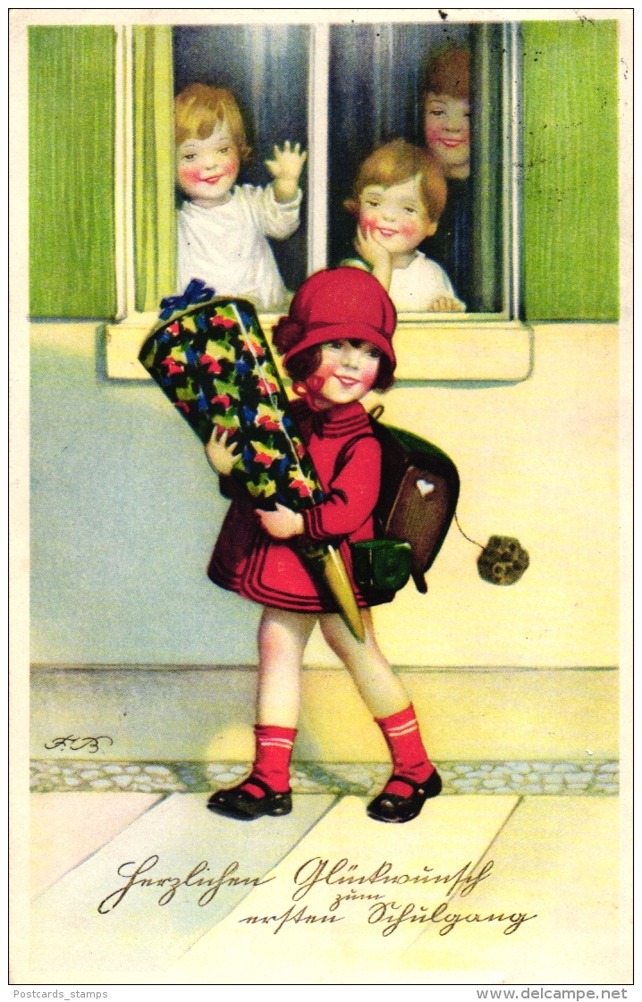 Schule, Mädchen Mit Schultüte, 1930, Sign. Fritz Baumgarten - Baumgarten, F.
