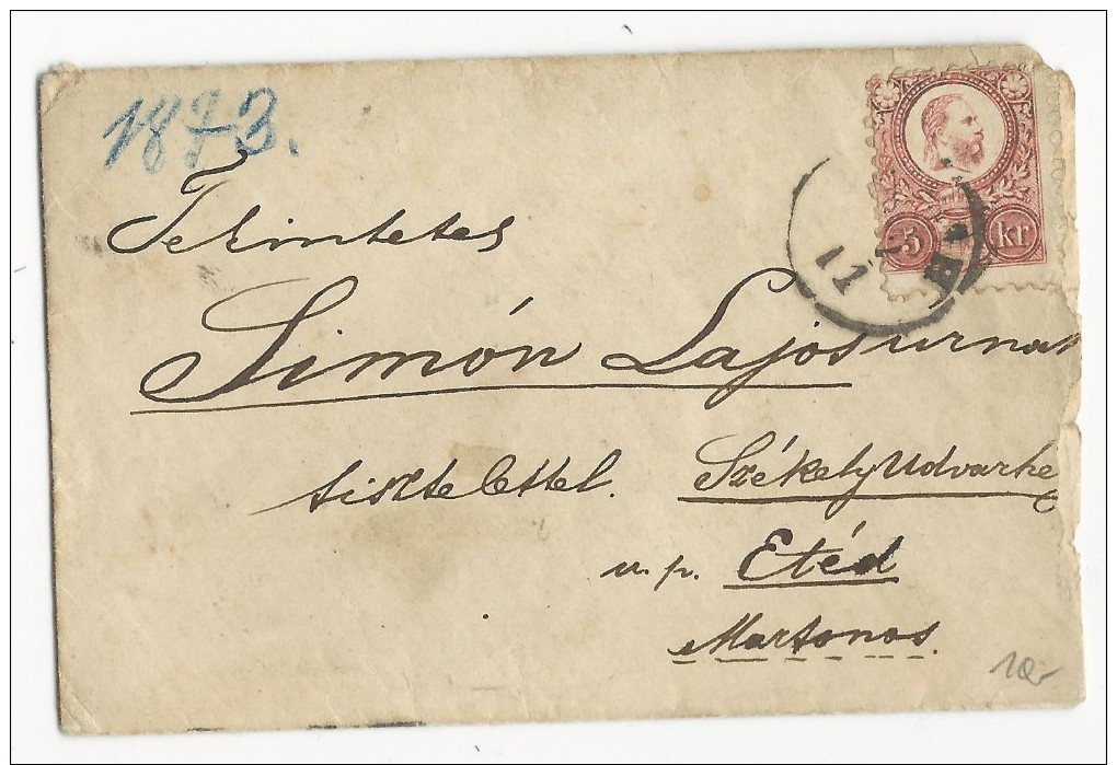 HONGRIE - 1873 - ENVELOPPE Pour ETED - Marcophilie