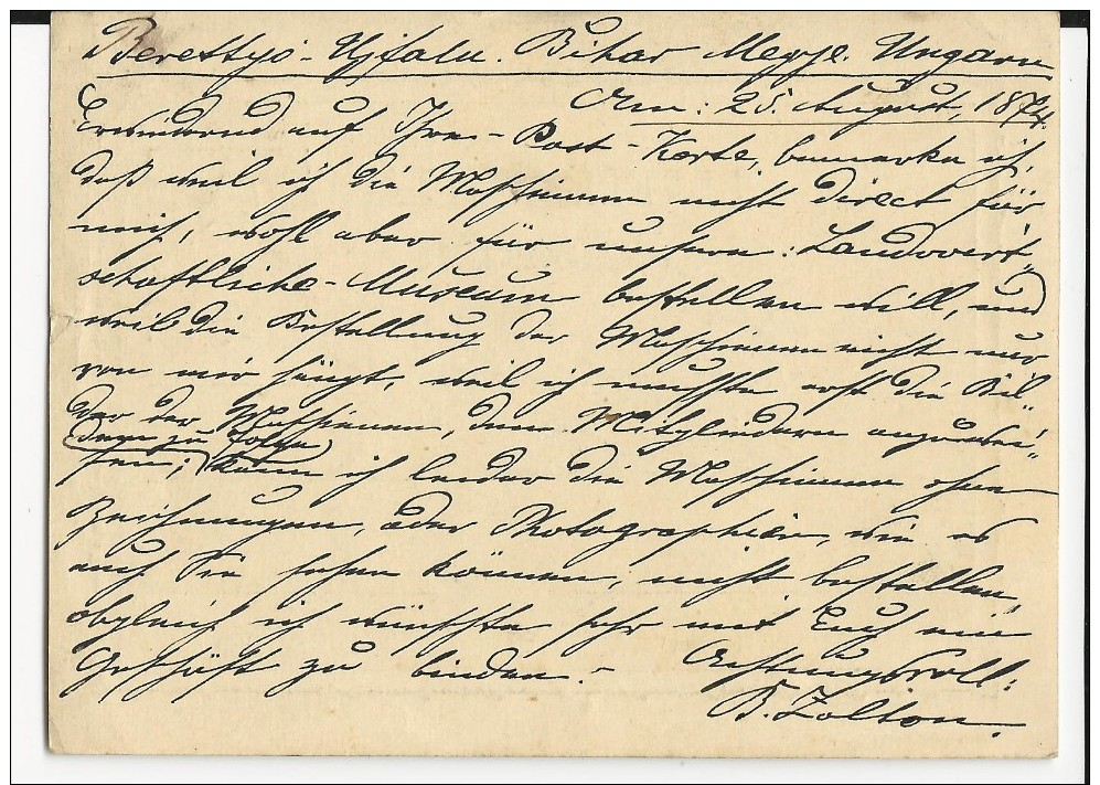 HONGRIE - 1874 - CARTE ENTIER De BERETTYO Pour La SILESIE PRUSSIENNE - Postmark Collection