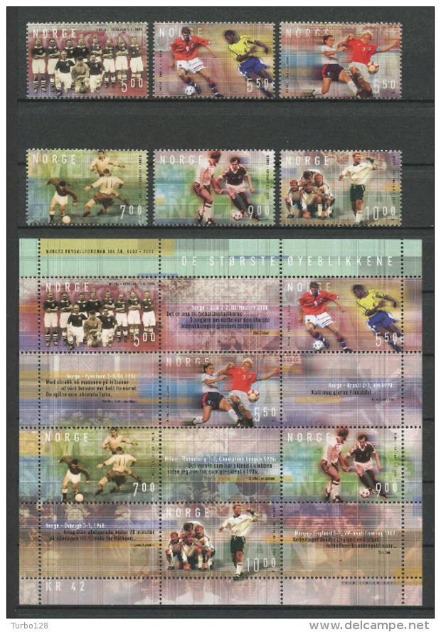 NORVEGE 2002 N° 1383/11388 Bloc 24 ** Neufs = MNH Superbes Cote 31 € Sports Football Association Norvégienne - Unused Stamps