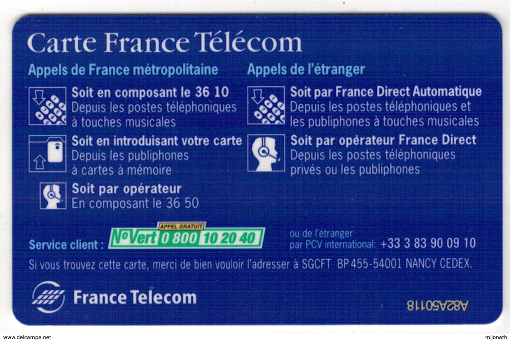 TE-FRANCE -  Carte  France Telecom TTBE -  Cartes à Usage Militaire