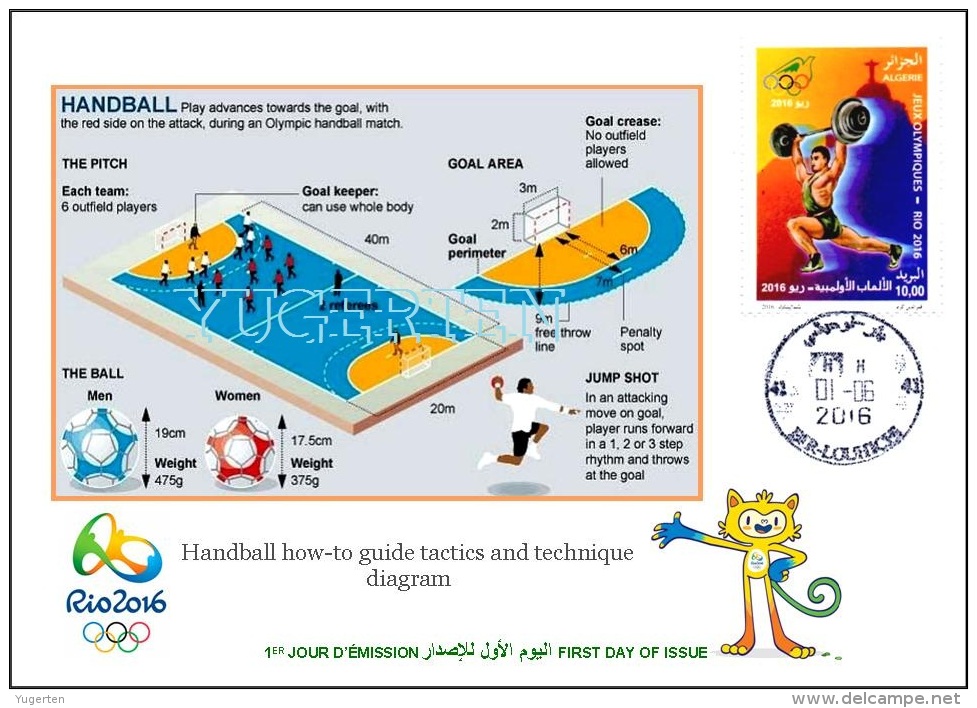 ALGERIE ALGERIA 2016 - FDC Olympic Games Rio 2016 Handball Olympische Spiele Olímpicos Olympics Balonmano - Summer 2016: Rio De Janeiro