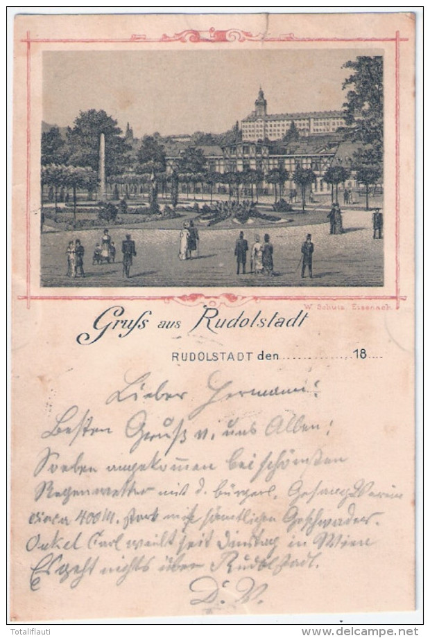 Gruss Aus RUDOLSTADT Litho Belebt Vorläufer 17.1888 Gelaufen - Rudolstadt