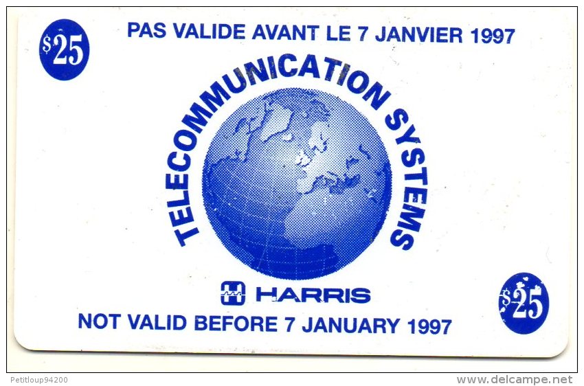 CARTE PREPAYEE ETATS-UNIS  *$25  Harris TELECOMMUNICATION SYSTEM  Us Army  0963 - Other & Unclassified