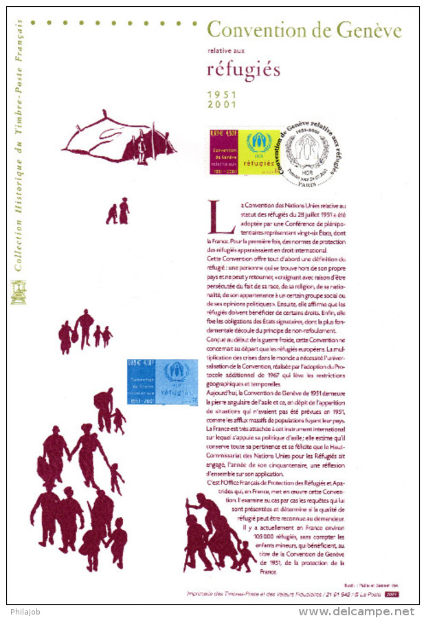 Document Philatélique Officiel De 2001 " CONVENTION DE GENEVE / REFUGIES " N° YT 3416. DPO - Refugees