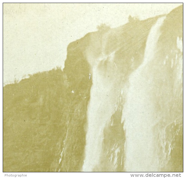 Norvege Fjord Geiranger Seven Sisters Chutes D Eau Ancienne Photo Stereoscope William Rau 1903 - Stereoscopic