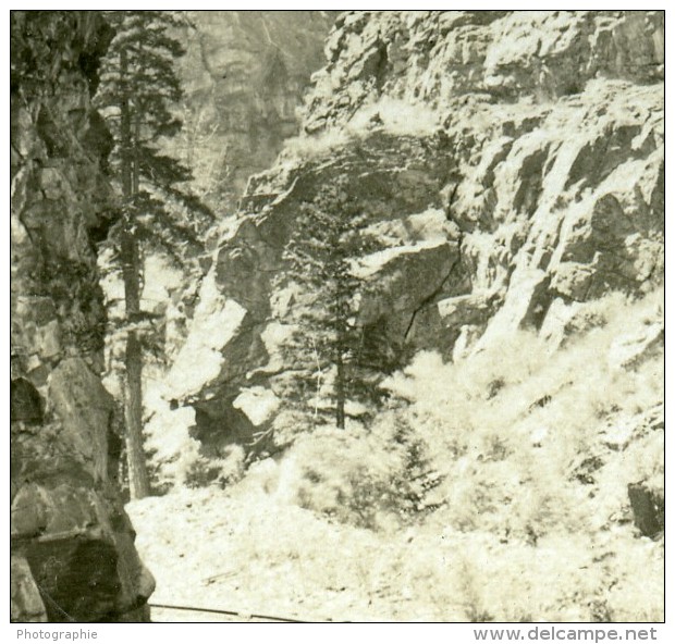 USA Colorado Clear Creek Canyon Hanging Rock Railway Ancienne Photo Stereoscope Kelley 1906 - Stereoscopic