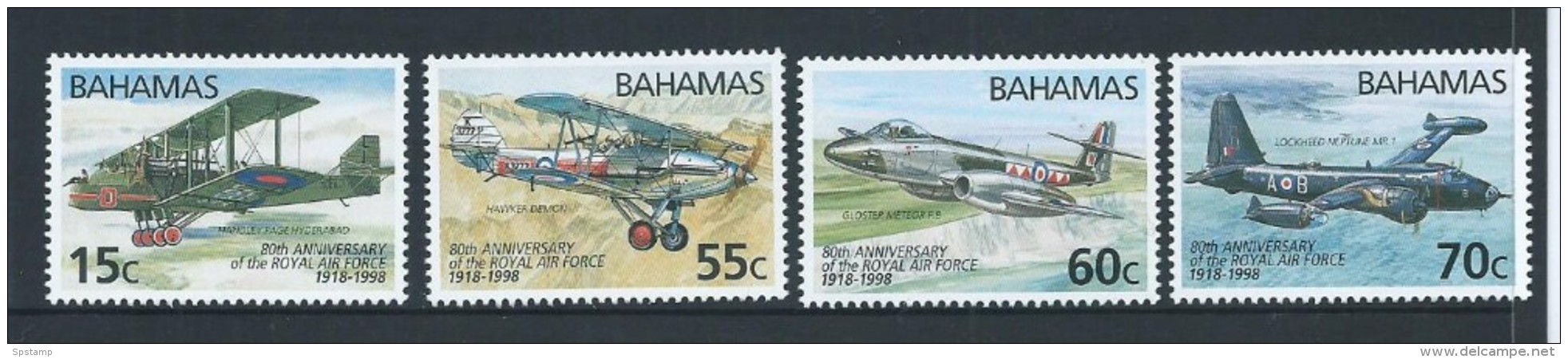 Bahamas 1998 RAF Anniversary Plane Set 4 MNH - Bahamas (1973-...)