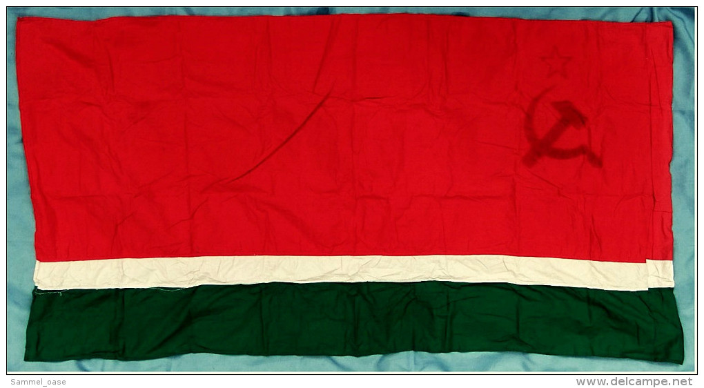 Original Flagge / Fahne  Sowjetrepublik Litauen  -  Material : Baumwolle  -  Ca. 184 X 97 Cm - Other & Unclassified