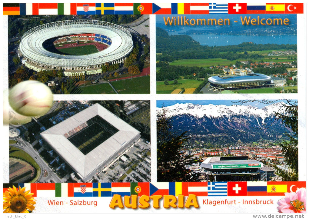 AK Stadion Postkarte Wörthersee-Stadion Klagenfurt Ernst Happel Wien Wals-Siezenheim Salzburg Tivoli Innsbruck 2008 AUT - Soccer