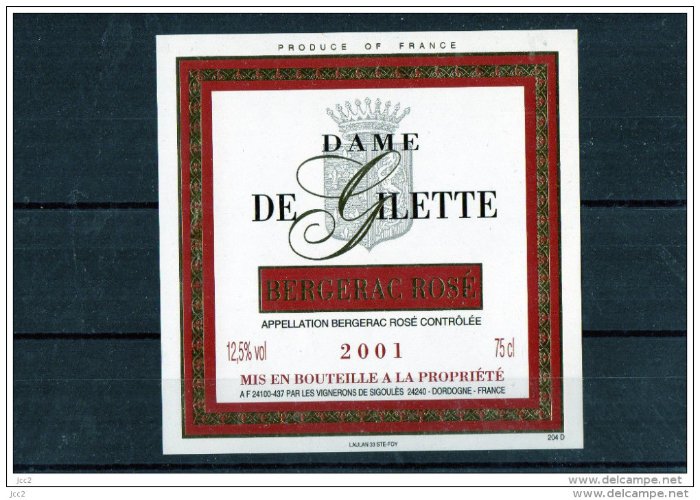 -  Bergerac - Dame De Gilette 2001 Rosé - Bergerac