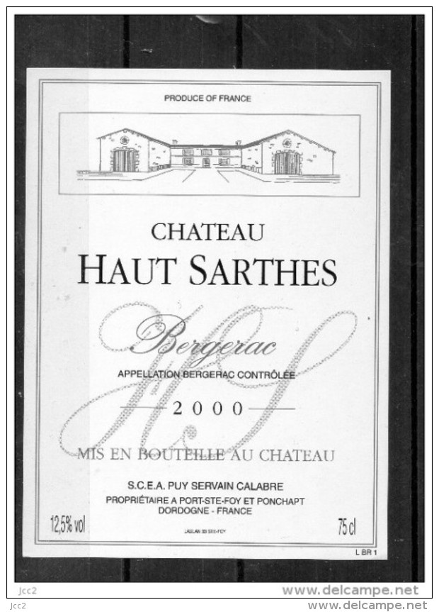 -  Bergerac - Chateau Haut Sarthes 2000 - Bergerac