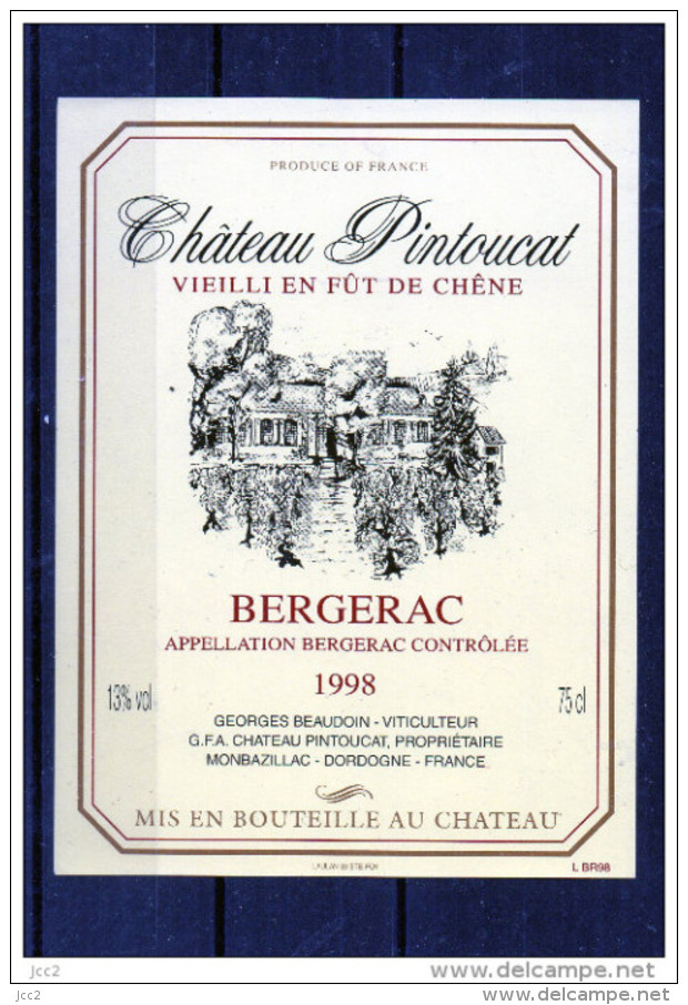 -  Bergerac - Chateau Pintoucat 1998 - Bergerac