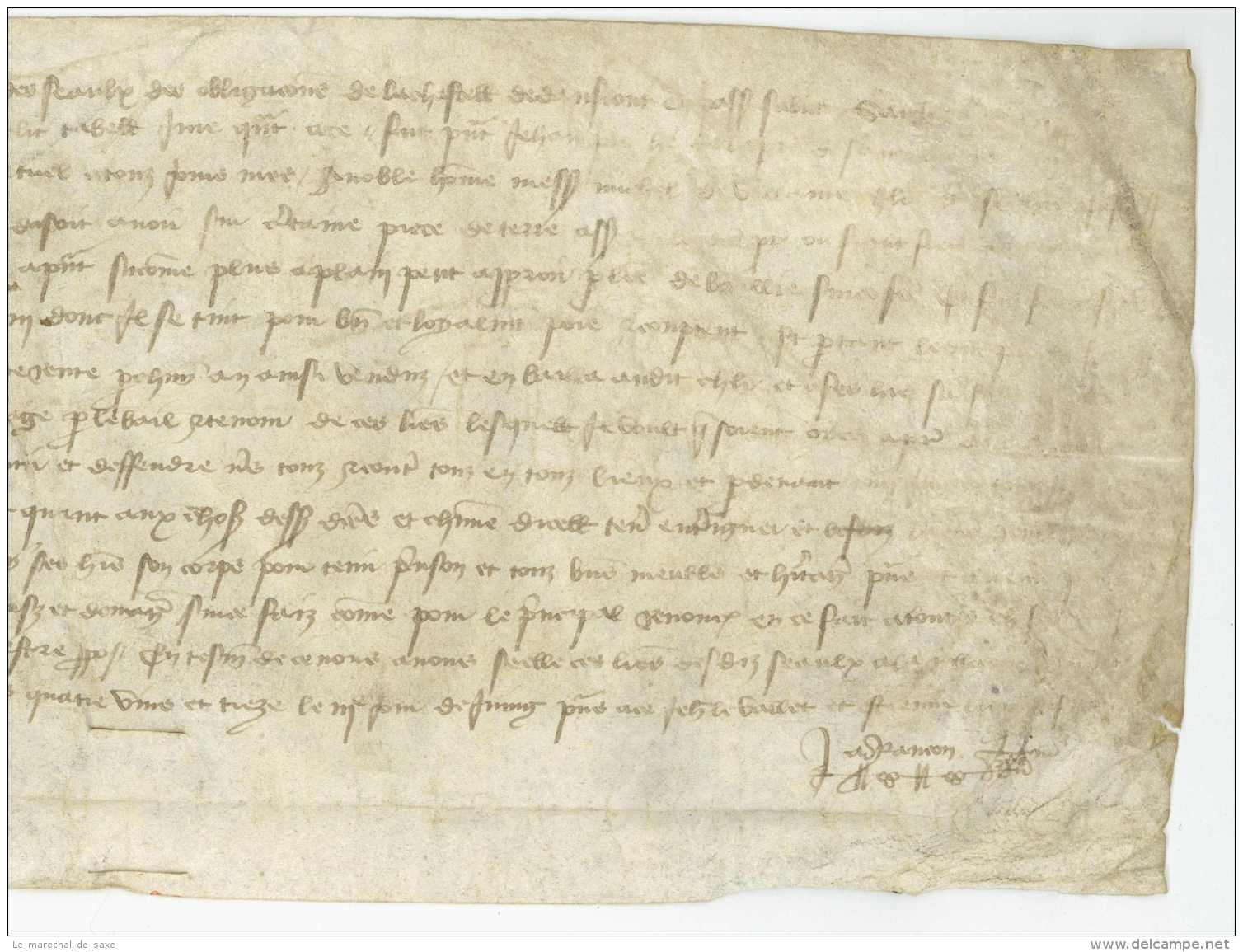 CHARTE MEDIEVALE &ndash; DOMFRONT (Orne, Basse-Normandie), 3 Juin 1393. Parchemin - De Belleme - Manuscrits