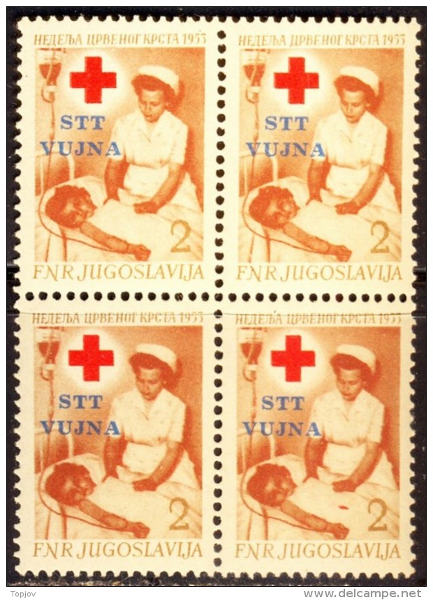 TRIESTE - SLOVENIJA - ISTRIA - VUJNA - RED CROSS - DOPPIA Soprastam. - **MNH - 1951  -RARE - Strafport