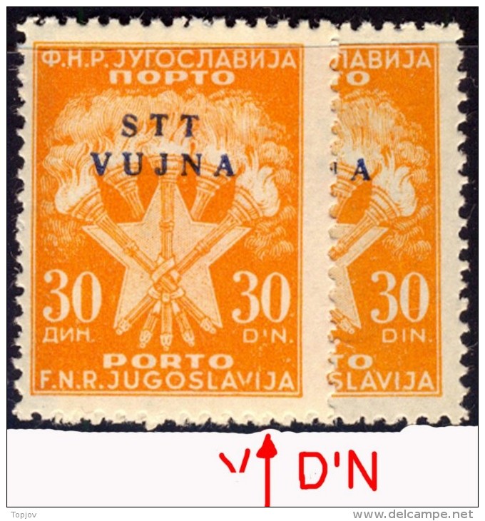 TRIESTE - SLOVENIJA - ISTRIA - VUJNA - PORTO - ERRORE. - **MNH - 1952  -RARE - Postage Due