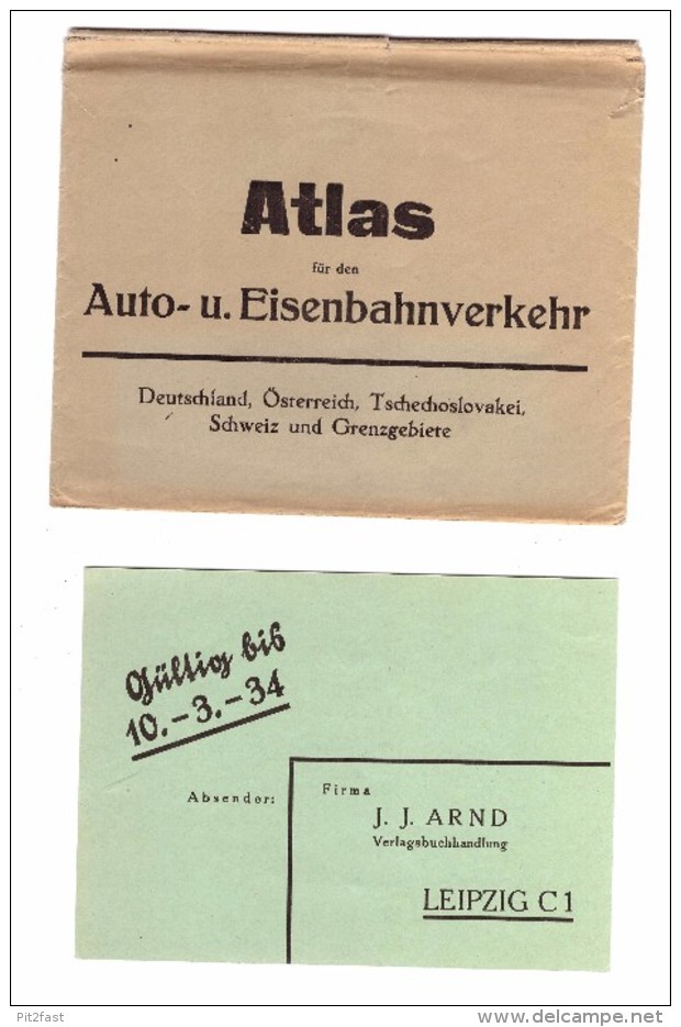 Konvolut Werbung / Reklame - Eisenbahn Und Auto Atlas , Reiseatlas , J.J. Arnd In Leipzig , Reise !!! - Ferrocarril