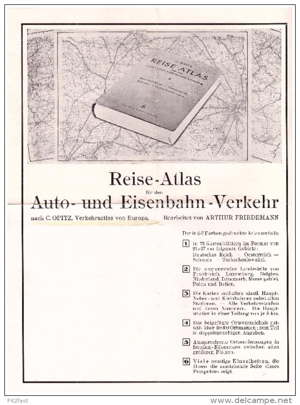 Konvolut Werbung / Reklame - Eisenbahn Und Auto Atlas , Reiseatlas , J.J. Arnd In Leipzig , Reise !!! - Spoorweg