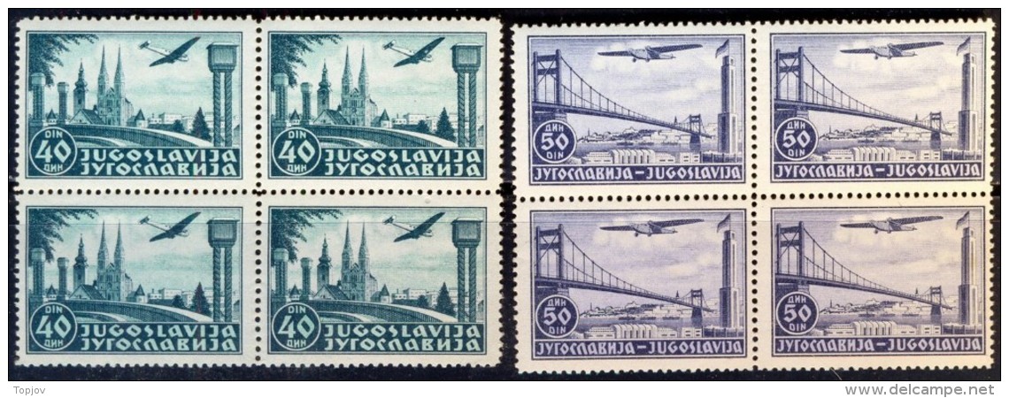 YUGOSLAVIA - Bl. Of 4x - BEOGRAD BRIDGE - ZAGREB - **MNH - 1940 - Airmail