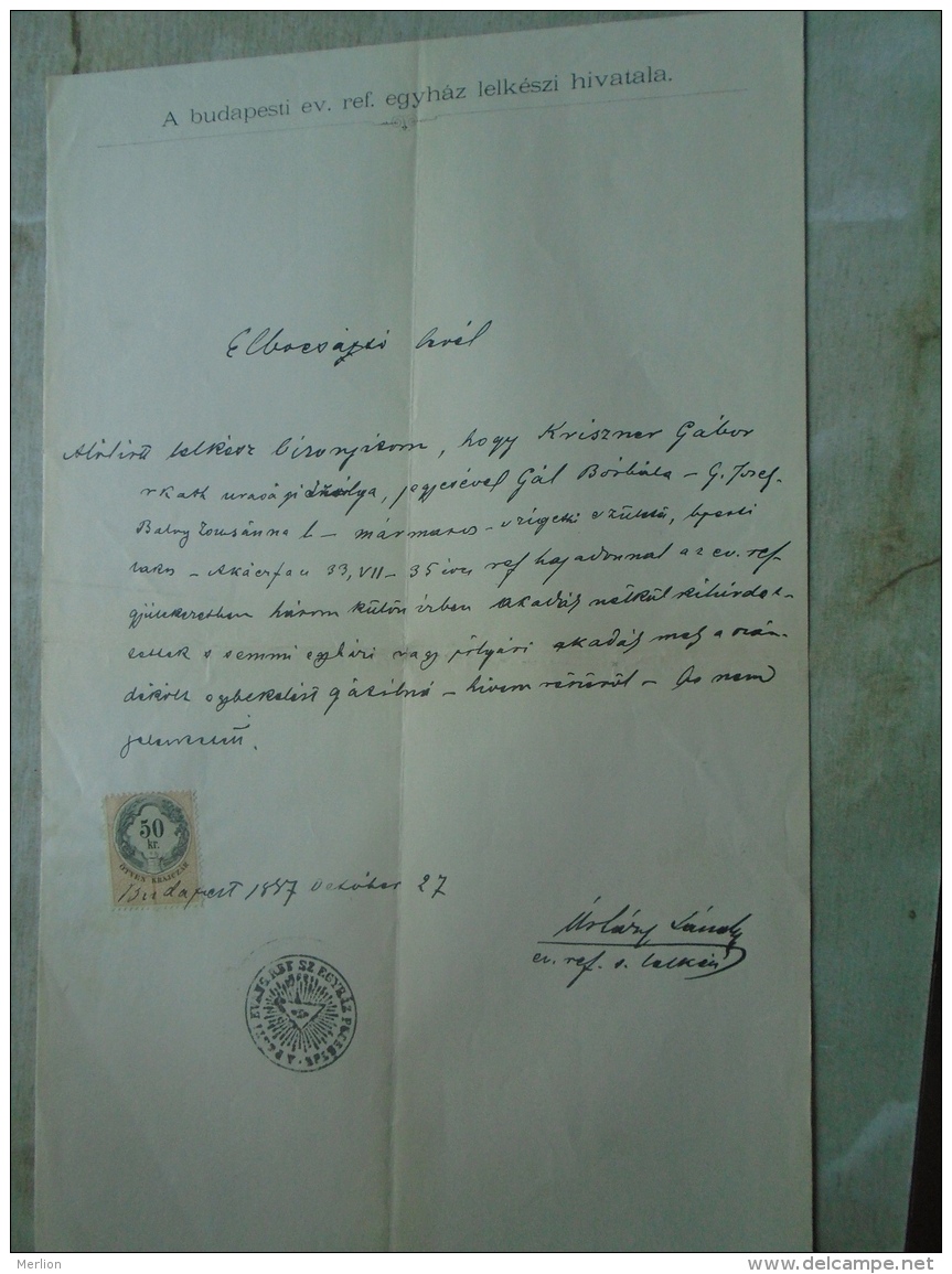 D137988.36 Old Document   Hungary    Gábor KRISZNER - Borbála GÁL - Máramarossziget Sighetul M. 1877 - Fiançailles