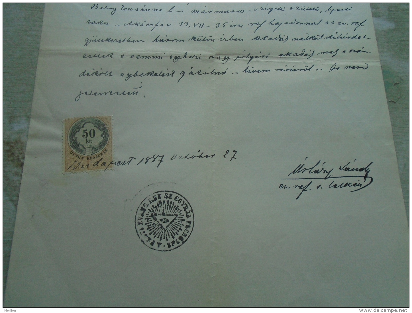 D137988.36 Old Document   Hungary    Gábor KRISZNER - Borbála GÁL - Máramarossziget Sighetul M. 1877 - Fidanzamento