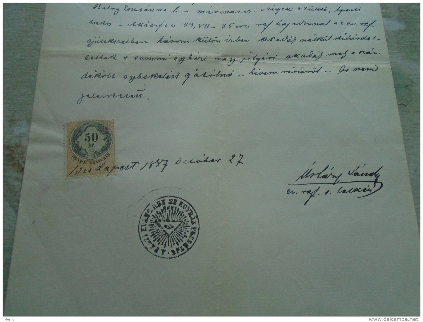 D137988.36 Old Document   Hungary    Gábor KRISZNER - Borbála GÁL - Máramarossziget Sighetul M. 1877 - Fiançailles