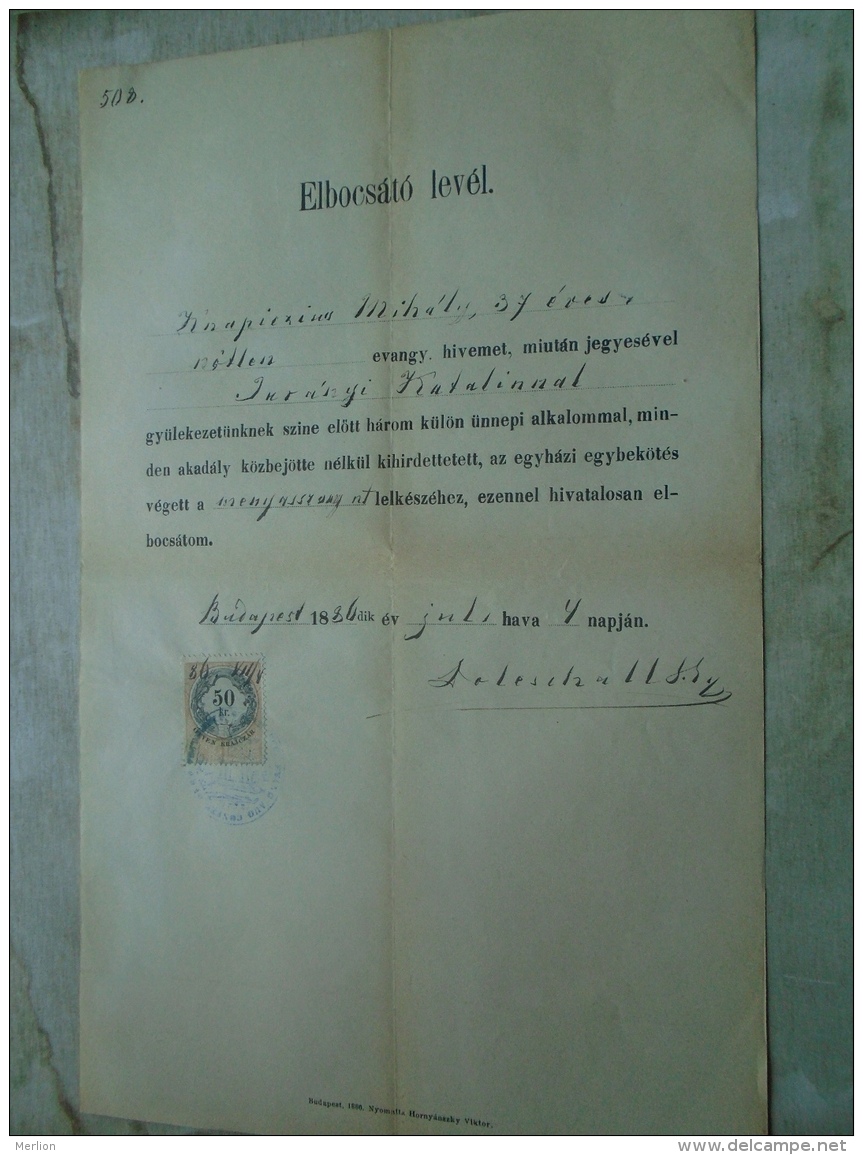 D137988.38 Old Document   Hungary   M.Knapiczius -K.Inrányi  -Budapest 1886 - Other & Unclassified