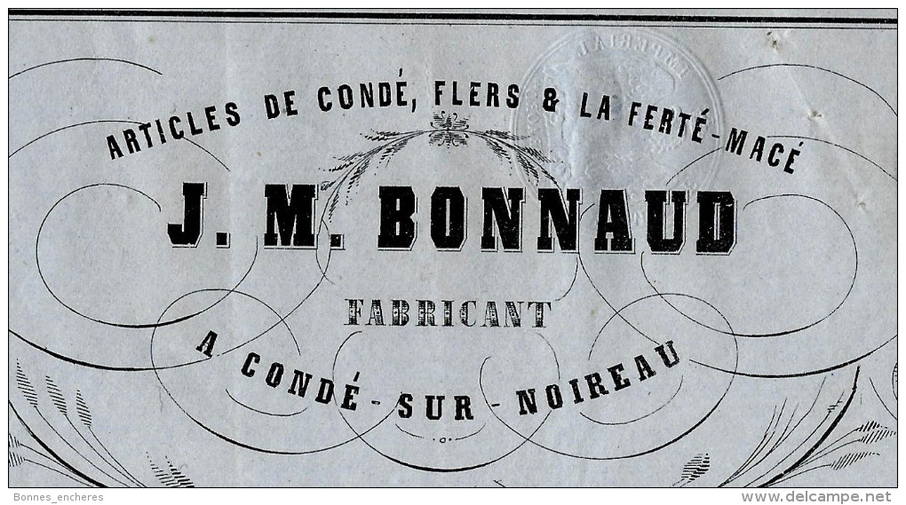 LETTRE DE VOITURE ROULAGE TRANSPORT J.M. BONNAUD  CONDE SUR NOIREAU LA FERTE MACE ET FLERS  1850 P. MONTLIEU V.SCANS - 1800 – 1899