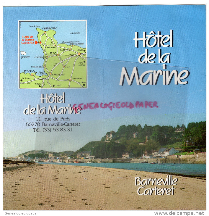 50 - BARNEVILLE CARTERET - DEPLIANT HOTEL RESTAURANT DE LA MARINE - ENTRE CHERBOURG ET GRANVILLE - 1950 - ...