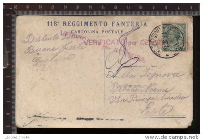 393F/116  CPA CARTOLINA POSTALE 1915 118° REGGIMENTO FANTERIA DEL SOLDATO G. D'AMBROSIO - Regimente